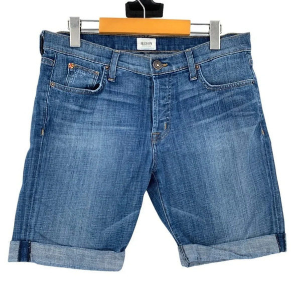 Hudson St  Tropez Slouchy Skinny Short Womens 27 Blue Bermuda Cotton Blend - Picture 1 of 6